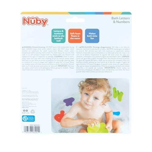 Image of Nuby Foam Bath Letters and Numbers for Toddlers - Bath Toy Set for Kids 3+ Years - 36 Pieces