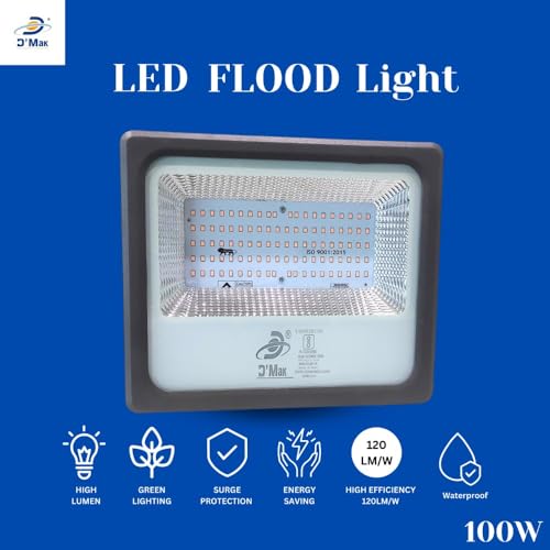 Image of D'Mak 100 Watt LED Flood Light Grey Body Down Chock Waterproof IP65 for Outdoor Purposes (2, Pink)