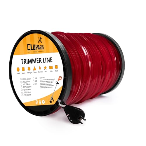 Cluparis 5-Pound Heavy Duty Square Trimmer Line .155-inch-by-492-ft Commercial String Trimmer Line in Spool, 0.155' Nylon Weed Eater String with Line Cutter, Red