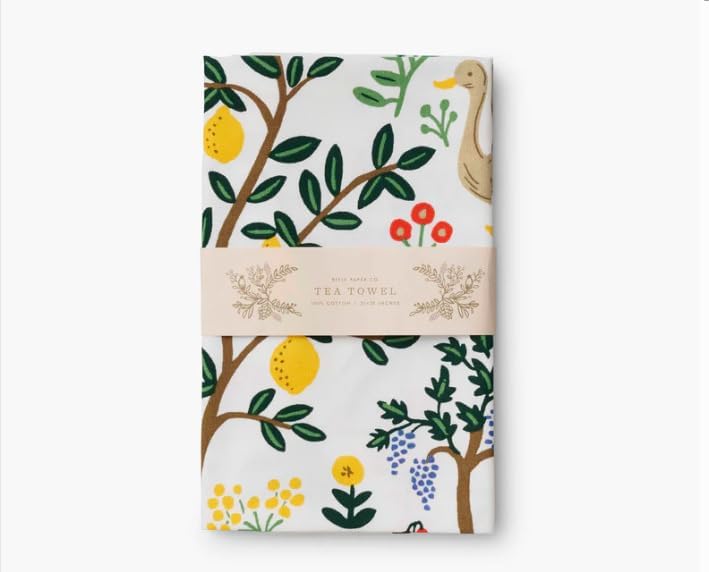 RIFLE PAPER CO. Country Farm Tea Towel - Stylish Cotton Towel for Drying or Display, 28" L x 21" W, Perfect Addition for Kitchens to Increase Culinary Style, Machine - Washable