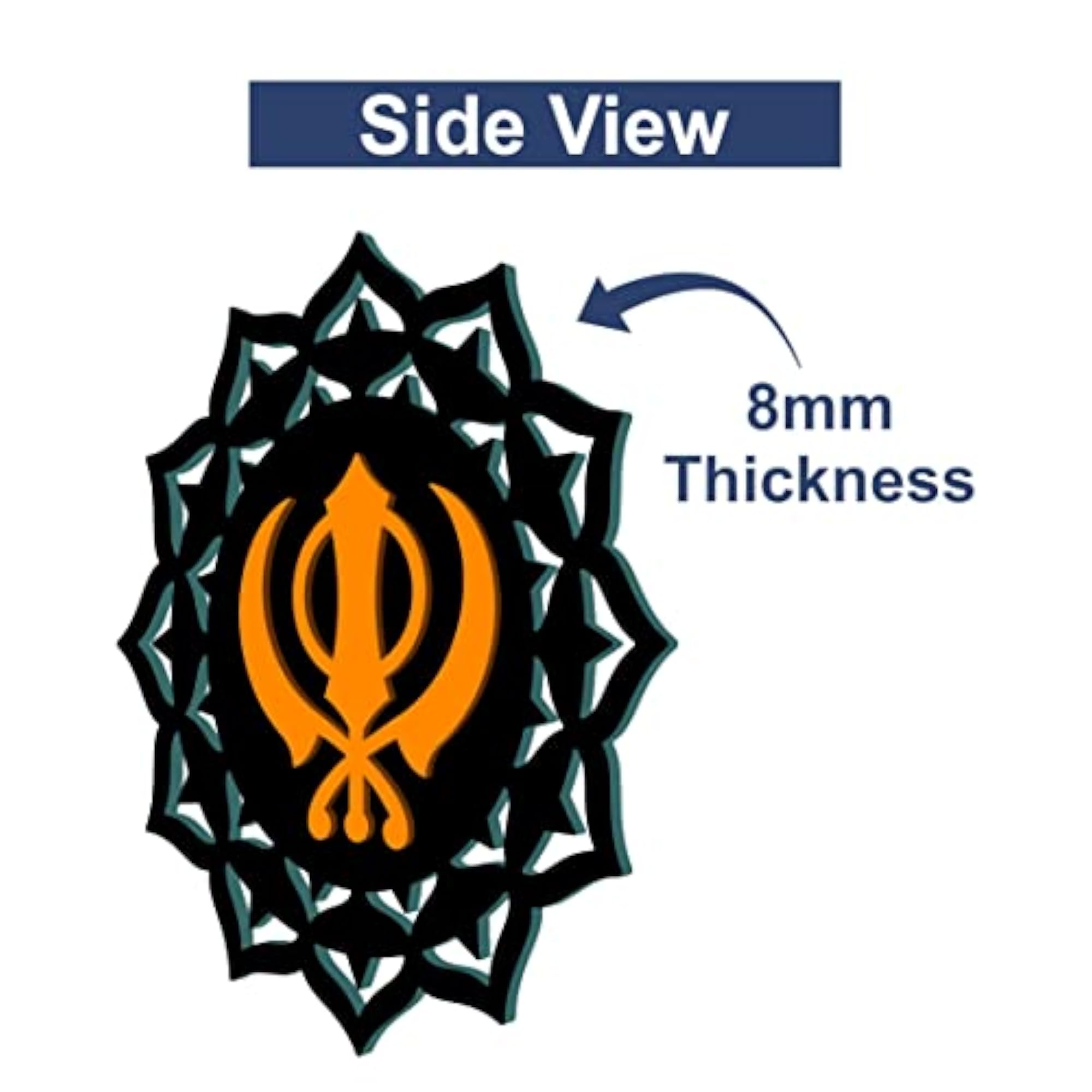3D Waheguru Wooden Wall Décor, Khanda Wall Hanging