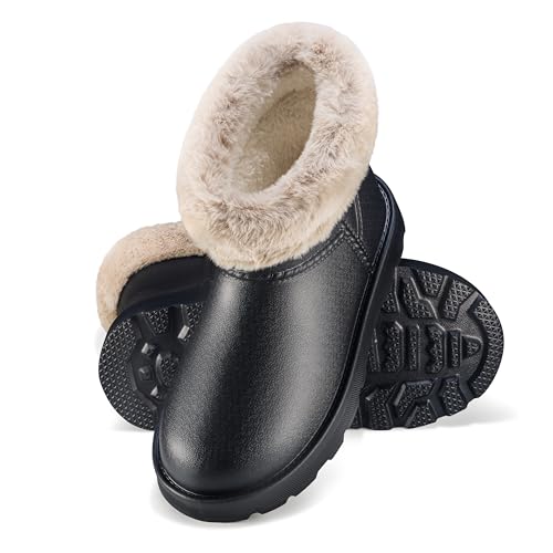 ESTRO Warme Gummistiefel Damen Gefüttert - Gummistiefel Gefüttert Damen Wasserdicht Winterschuhe F115 (40 EU, Schwarz)