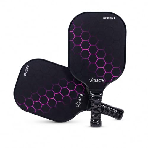 Image of WISHKEY Pickle Ball Racket Paddle 1 Premium Carbon Fiber Pickleball Rackets Black with Honeycomb Composite Core, 1 Comfort Cushion Grip Beginners & Adults