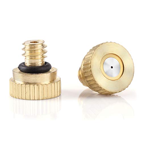 CozyCabin 20PCS Brass Misting Nozzles Misting Water Mister Nozzle for Garden, Patio, Greenhouse, Outdoor Cooling Mister System 0.016" Orifice (0.4mm) Thread UNC 10/24