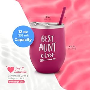 Bestaunteverstainlesssteelpersonalizedwinetumblerinsulatedcupwithcutedesignslidecloselidwithstrawforpregnancyannouncementsvalentinesdaybestauntevergifts Urban Country Home Decor Best aunt ever stainless steel personalized wine tumbler insulated cup with cute design slide close lid with straw for pregnancy announcements valentines day best aunt ever gifts urban country home decor