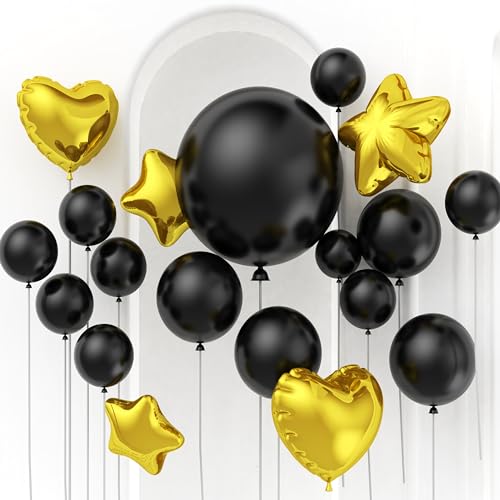 Image of 125Pcs Balloons Set with 5 Sizes 36 inch 18 inch 12 inch 10 inch 5 inch, Including Giant Balloon, Arch Kit, Ribbon - Perfect for Birthday party, Wedding, Baby Shower & Party Supplies (Black)