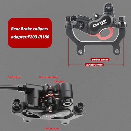 ZOOM HB876E E-Bike Hydraulic Disc Brake Set 4-Piston 2-PIN Power-Off Sensor by ZOOM - Image 6