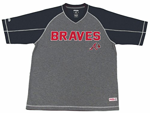 MLB Atlanta Braves Men's Fine Gauge Mesh V-Neck Raglan Shirt