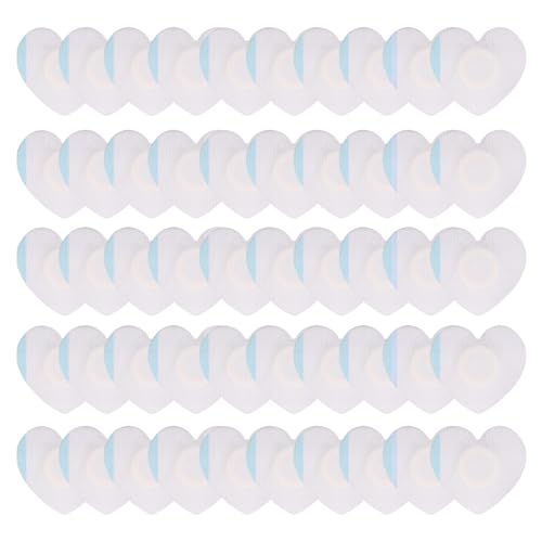 50pcs Castor Oil Stick On Patches, 2.76x2.64in Self-Adhesive Highly Absorbent Heart-Shaped Non-Woven Fabrics Castor Oil Belly Wrap Only Patches No Need Wash