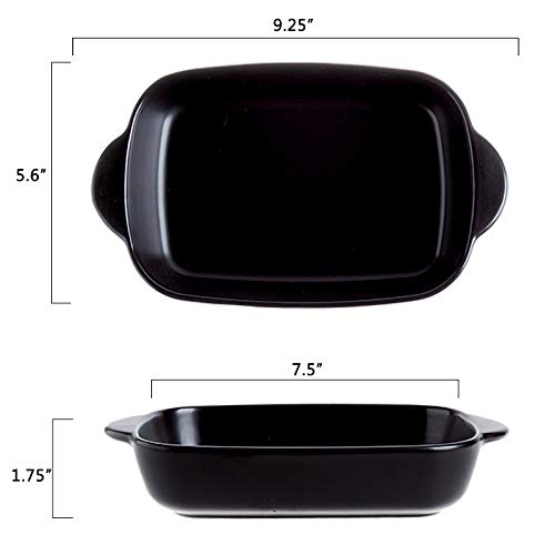 Aquiver 20Oz Small Ceramic Baking Dish – 7.5'' X 5.6'' Rectangular Porcelain Matte Individual Bakeware For Vegetable, Lasagna, Casserole, Chicken, Brownies - Set Of 3 (Black) #TOP1