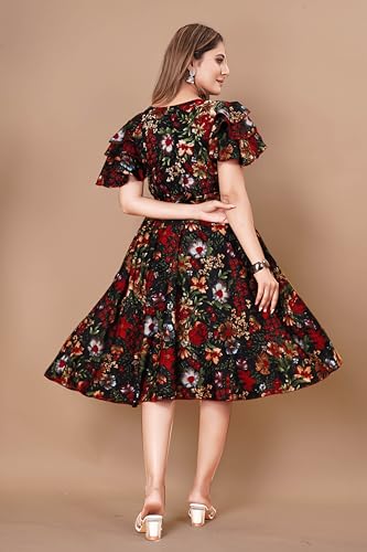 Image of Women Floral Print Sleeve Layred Dress