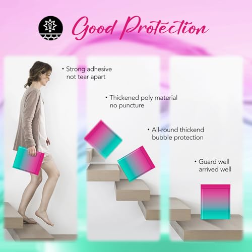 Image of Fuxury Bubble Mailers 8.5x12 inch 40 Pack Padded Envelopes Usable Size 8.5x11 inch | Gradient PinkGreen,#2 bubble envelopes,waterproof self seal mailer thick cushioning for jewelry,makeup,cards,small business