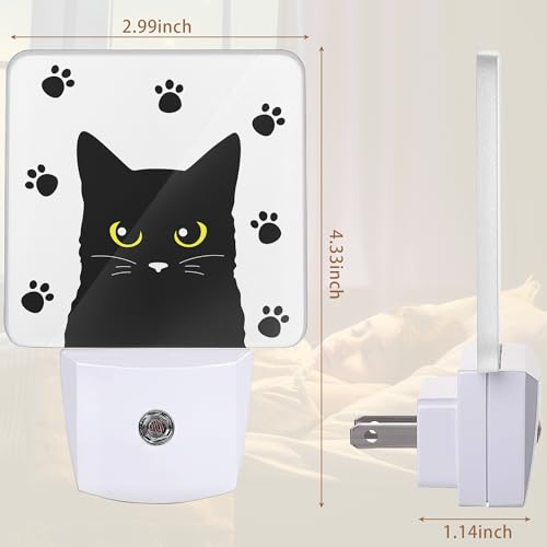Image of YASHILAIYA Cat Night Light,Funny Black Cat Night Lights Plug into Wall LED Dusk to Dawn Light Sensors Indoor Home Decor NightLights for Bedroom Bathroom Stairs Hallway for Girls Women