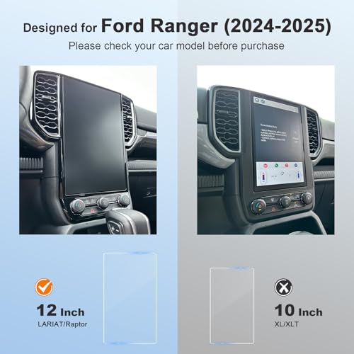 for 2024 Ford Ranger Screen Protector for 2024 2025 Ford Ranger LARIAT/Raptor 12-in SYNC 4 Pickup Truck 2024 Ford Ranger Accessories Anti-Scratch Tempered Glass Protective Film