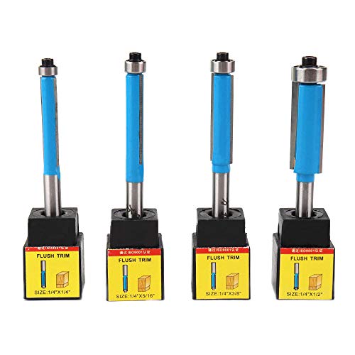 4Pcs Flush Trim Router Bit Set with 1/4'' Shank Panel ...