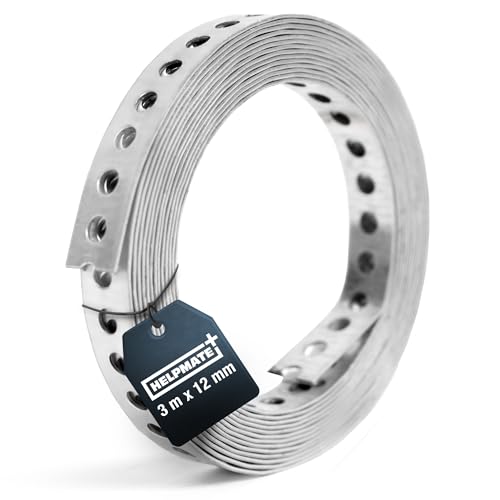 HELPMATE Lochband 3 m Stahl sendzimirverzinkt 12 mm Breite 0 8 mm Stärke Montageband für Bau Werkstatt & DIY robustes Befestigungsband für vielseitige Anwendungen