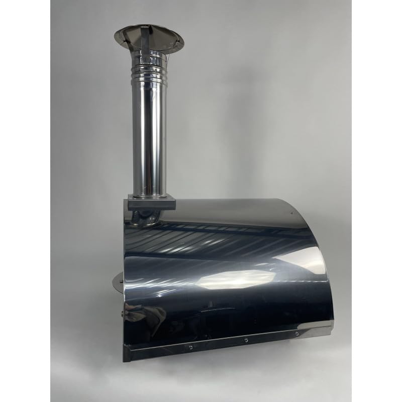 Forno Pizza a Legna Da Esterno - Cottura Diretta In Acciaio Inox e Mattoni Refrattari Biscotto 3 cm, Alfonso 2 Pizze Full Optional Inox, con Pirometro 500 Gradi e Porta Fuoco - Forno Pizza Da Giardino