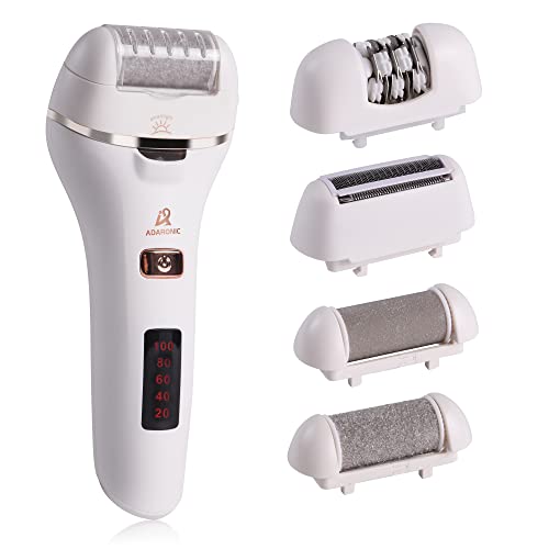 Adaronic Remover - Facial Hair Removal for Women, Shaver Epilator & Trimmer, Electric Foot File for Hard Dead Skin and Cracked Heels, Cordless, Rechargeable