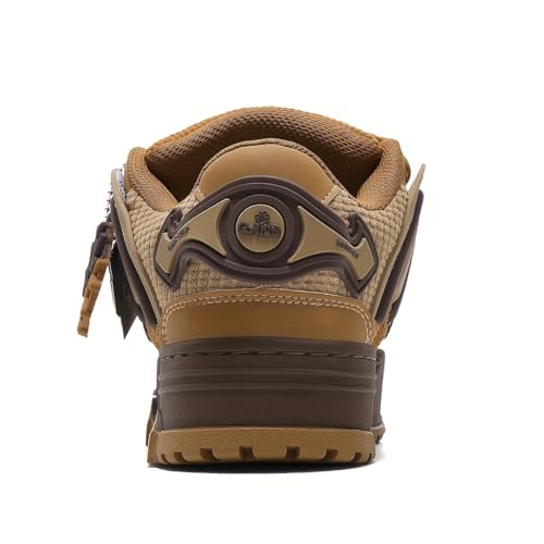 Casual Sports Skateboard Shoes, Training Shoes, Low-top, Thick Straps, Shock-Absorbing, Breathable Upper Brown4