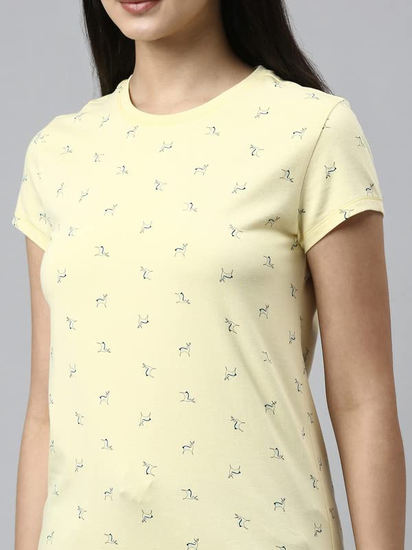 Image of Enamor Short Sleeve Crew Neck Regular Length Pull On Basic Crew T-Shirt for Women - Slim Fit, Soft and Breathable Stretch Cotton - E247