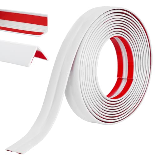 Alaoo Molduras Decorativas Autoadhesivas,Molduras de Pared Autoadhesivas,Despegar y Pegar,PVC Flexible Moldura de Pared Bandas Protección Bordes para Borde Pared,Techo,Zócalos(2cm×3m, Blanco)