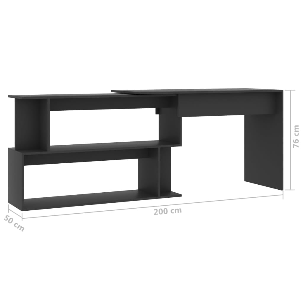 Scrivania angolare per gaming, in legno, 200 x 50 x 76 cm, per soggiorno, camera da letto, cucina, studio