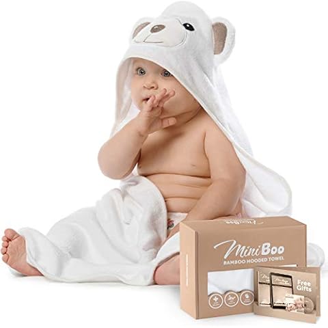 MINIBOO Premium Ultra-Soft Viscose Made from Bamboo Baby Hooded Towel with Unique Design – Hypoallergenic, Organic Baby Towels for Infants and Toddlers – Perfect as Baby Gifts Cover