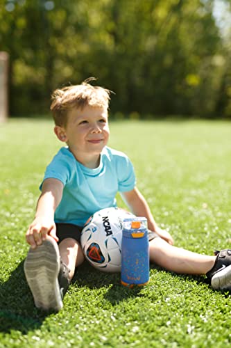 Zulu Flex Kids Stainless Steel Vacuum Insulated Water Bottle With Soft Straw, Leak-Proof Locking Lid And Soft Touch Carry Loop, Bpa Free, Blue/Orange Speckle, 12Oz #TOP6