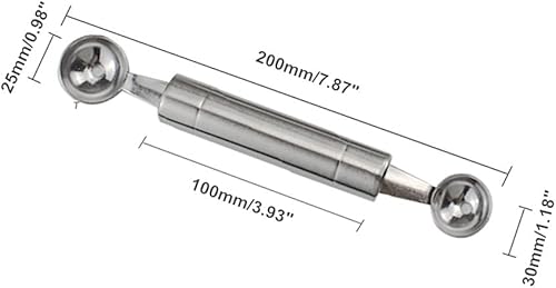 Miniatura 2 de Cuchara de doble cara del melón de la fruta, 2 en 1 cortador de la cucharada del acero inoxidable 7.9 in