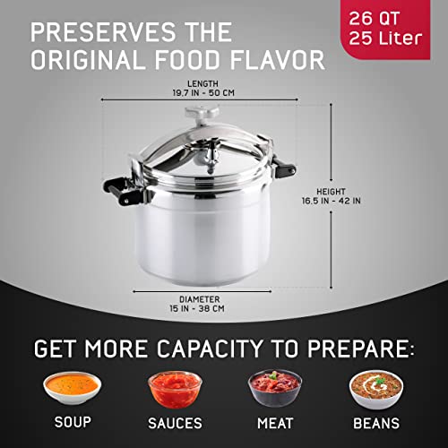Universal (Large) 26-Quart Aluminum Pressure Cooker for Professional Use – Commercial-Grade, 1 Safety Valve, Reinforced Handles, Easy-Open Lid, – Ideal for Large Kitchens, and Restaurants by universal - Image 4