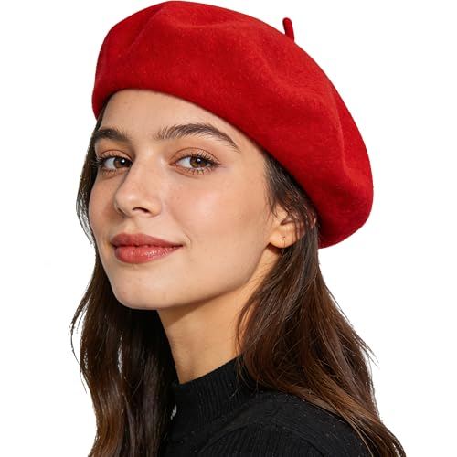 IZUS Women French Beret Hat Solid Artist Hat Wool Adult Beret Winter Warm Beanie Cap Fashion Ladies Men