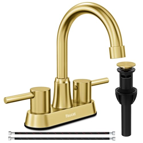 Gold Bathroom Faucet, Brushed Gold Bathroom Faucet, Gold Faucets for Bathroom Vanity, 4 Inch...
