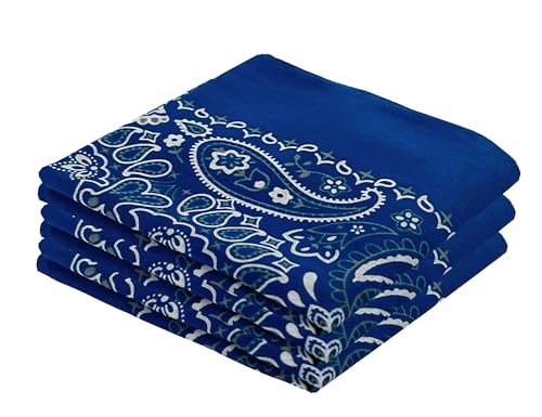 EVERY-VILLE Where EVERYone is Welcome Navy Blue Bandanas - 3 Pack Gift Set, 100% Cotton, Paisley, 22x22 Inches