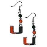 NCAA Siskiyou Sports Womens Miami Hurricanes Fan Bead Dangle Earrings One Size Team Color