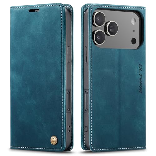 Étui antichoc iPhone 17 Pro bleu pour éviter les rayures d'écran et la perte de cartes