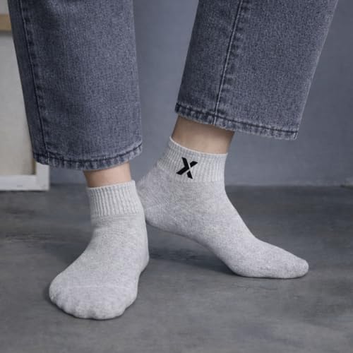 Image of RECKZOZ Men's Cotton Blend Ankle Length Socks, Multicolour, Free Size, Breathable, Casual Wear, 5 Pair