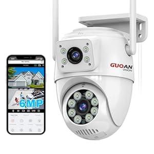【Dual Lens Linkage】 6MP Security Camera Outdoor, WiFi Security Camera,Outdoor Camera Wireless,360°View,IP66 Waterproof,Human Detection&Tracking,Night Vision,24/7 Record,Corded Power