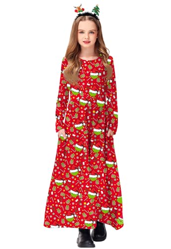 Image of Deerose Girls Maxi Dress Short Sleeve Casual Long Dresses with Pockets 5-14 Years