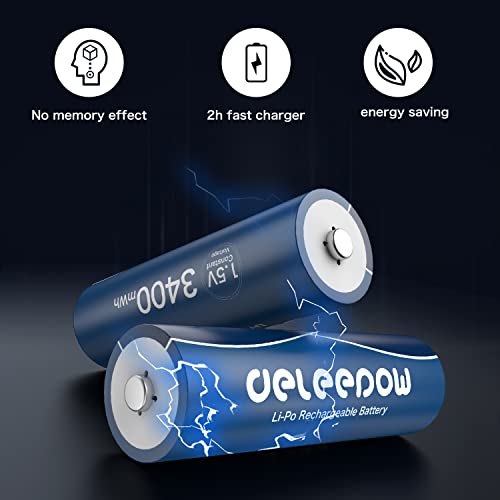 Deleepow Rechargeable Aa Batteries 3400Mwh 1.5V Aa Lithium Rechargeable Batteries 1500 Cycle 12-Pack With Charger #TOP5