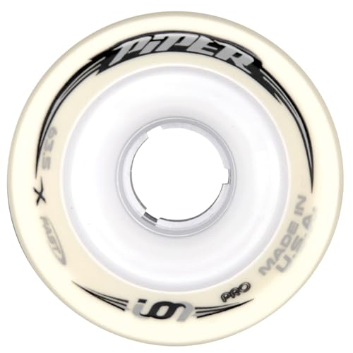 Piper Ion Pro Quad Roller Skating 63.5mm Speed Skate Wheels, White xx-Firm