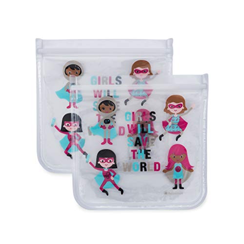 Full Circle Ziptuck Reusable Sandwich Bag - Multi-Use Leak-Free Food-Safe Storage Bag, Bpa-Free – Set Of 2 Sandwich Bags, Girl Heroes #TOP1