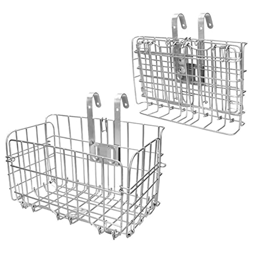MOCOYEE 自転車 かご 脱着式 バスケット バイク 後ろかご 前かご 折りたたみ 大容量 取り付け 簡単 耐荷重20KG 山地車 折り畳み車 通勤車等用 (銀)