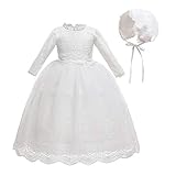 ☘【BABY MÄDCHEN TAUKLEID】Säugling Neugeborenes Taufbekleidung, Elegante Spitze Blumen Tütü Prinzessin Kleid. Blumenmädchen Festlich Hochzeit Brautjungfer Partykleid Abendkleid Kommunionkleider. Wunderschönes Taufkleid mit Mütze