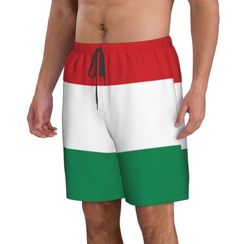 Flag of Hungary Men's Beach Pants-Quick-Dry & Comfortable Mens Beach Shorts for Men, Perfect for Surfing and Everyday Wear White2