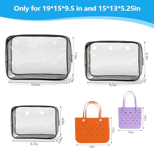 Clear Insert Bag for Bogg Bag Accessories - 3 Packs Zipper insert pouch for Bogg Bag Travel Makeup Clean Toiletry Brush Organizer Cosmetic Divider Storage Inner Pouch2