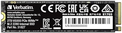 Verbatim VI5000 2TB SSD M.2 PCIe Gen4 NVMe 5,000 MB/s read and 4300 MB/s Write Internal Gaming SSD - Solid State Drive