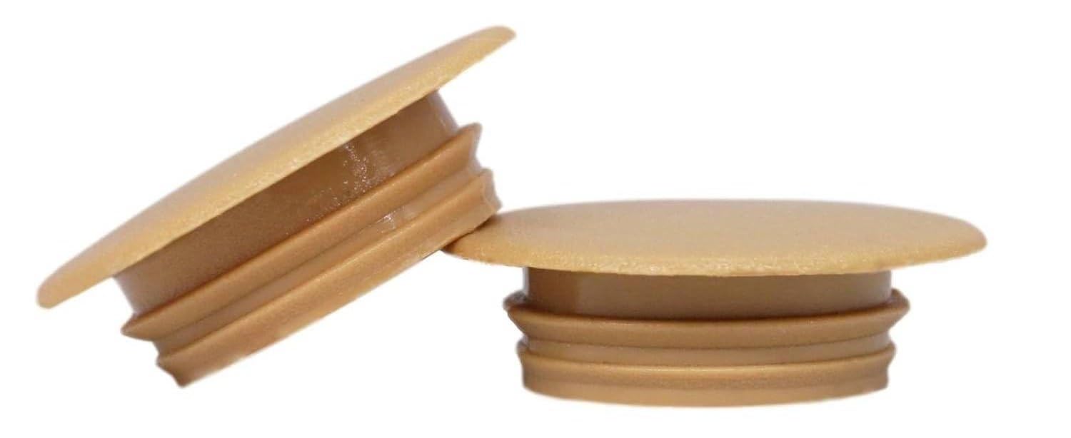 (Pack of 100) Plastic Hole Plugs 35/64" (14 mm) Furniture Hole Plugs Drill Hole Cover Caps Screw Hole Cover Caps, Beech (S22)