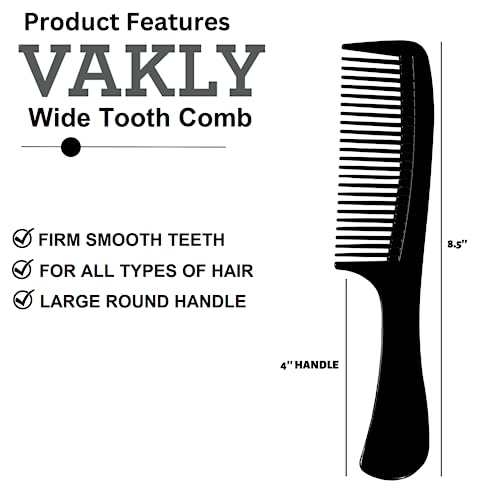 Vakly Large Wide Tooth Paddle Comb For Detangling Wet Or Dry Hair 8.5-Inch Round Handle Styling Combs - Pack Of 3 For Men, Women And Kids - Long, Straight, Wavy, Curly And Coarse Hair thumb #1