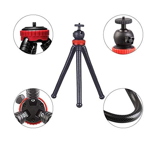 12'' Flexible Tripod Stand for Zoom Recorder H6 H5 H4n H2n H1n - Acetaken Black+red