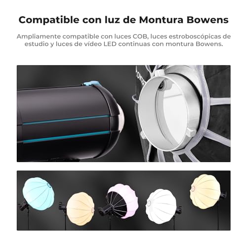 K&F CONCEPT Softbox de Linterna de 85 cm con Soporte Bowens, Caja de luz omnidireccional de 360° con luz difusa Uniforme fácil de Abrir para Efectos cinematográficos - imagen 5